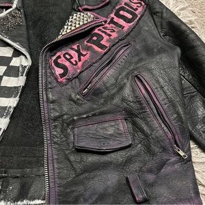 Vintage punk rock leather jacket size large Sex Pistols